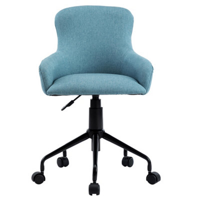 Cecil Linen Swivel Desk Study Home Office Livingroom Bedroom Computer Modern Chair Light Blue