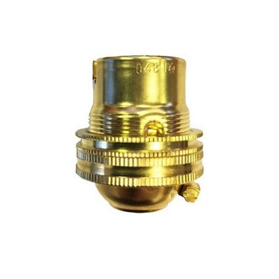 CED LHSBCBR SBC Brass 1/2 Inch Brass Lamp Holder Unswitched With Earth
