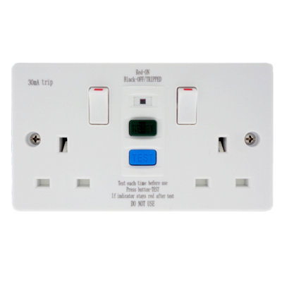 CED WRCDSSK2 Axiom RCD Switched Socket Passive / Latching Flush 2 Gang 13A (White)