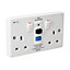 CED WRCDSSK2 Axiom RCD Switched Socket Passive / Latching Flush 2 Gang 13A (White)