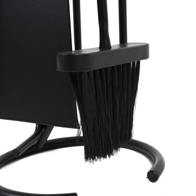 Valiant Fireside Companion Tool Set. Includes 4-Piece Set In Satin Black Finish Coal Shovel Tongs Poker Decorative Stand~5031300005100 08c Mp