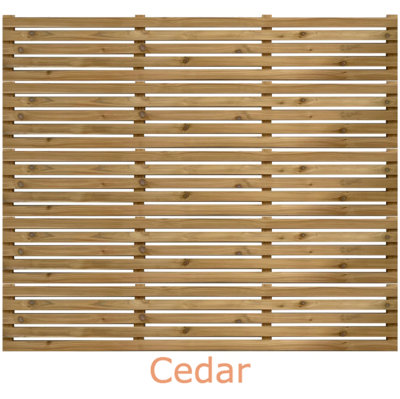 Cedar Slatted Fence Panels - Horizontal - 1200mm Wide x 900mm High - 16mm Gaps