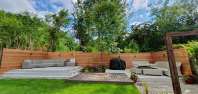 Cedar Slatted Fence Panels - Horizontal - 2100mm Wide x 900mm High - 16mm Gaps