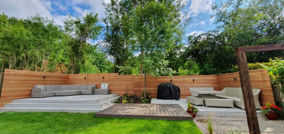 Cedar Slatted Fence Panels - Horizontal - 2400mm Wide x 1500mm High - 16mm Gaps