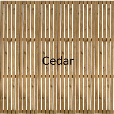 Cedar Slatted Fence Panels - Vertical - 1200mm Wide x 2100mm High - 16mm Gaps