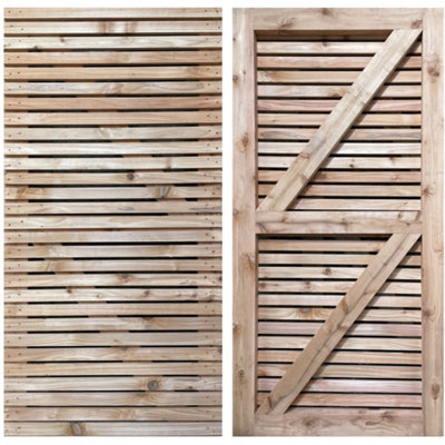 Cedar Slatted Gate Single - 1.5m Wide x 0.9m High Left Hand Hung