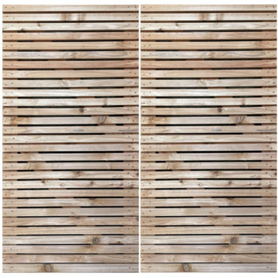 Cedar Slatted Gates Pair - 1.2m Wide x 1.5m High