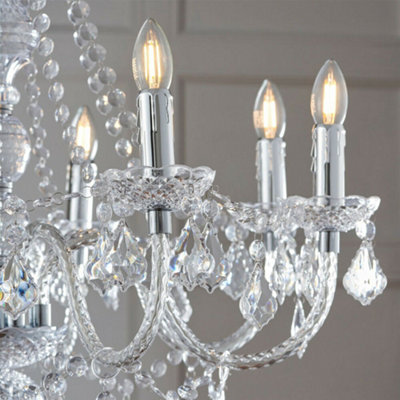 Ceiling Chandelier Pendant Light CHROME 8x Bulb Vintage Feature Lamp Holder