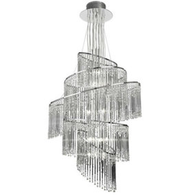 Ceiling Chandelier Pendant Light GLASS & CHROME 24x Bulb Feature Lamp Holder