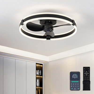 thumbnail image 2 of 20" Modern LED Ceiling Fan With Light & Remote – Dimmable, Flush Mount 2 of 6