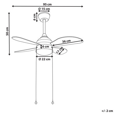 Ceiling Fan with Light Black and Yellow DOLORES