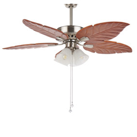 Ceiling Fan with Light Silver with Light Wood GILA