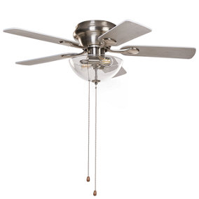 Ceiling Fan with Light Silver with Light Wood SIRAMA