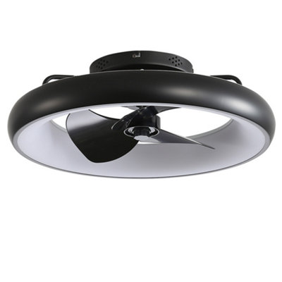 Ceiling Fan with Lights Dimmable LED Reversible 3 Blades 6 Speed with Remote Control Black