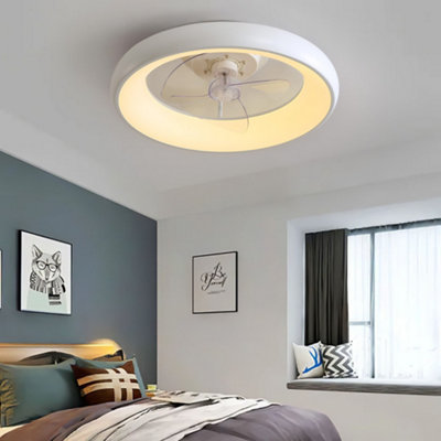 Ceiling Fan with Lights Dimmable LED Reversible 3 Blades 6 Speed with Remote Control White
