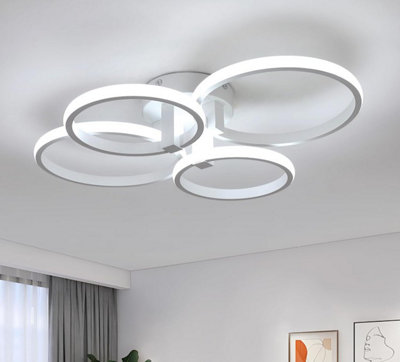 Ceiling Lamp Modern Round LED Ceiling Light 4 Rings White