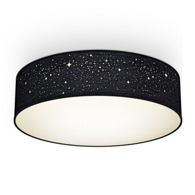 Ceiling Light 2-light Fabric Shade Living Room Bedroom Hallway 38 cm Black