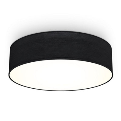 Ceiling Light Fabric Shade E27 2 Way Round Indoor Lamp 380mm IP20 Black