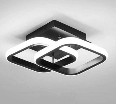 Ceiling Light LED 2 Square 22 W Black Small 3 Color Lights 28cm