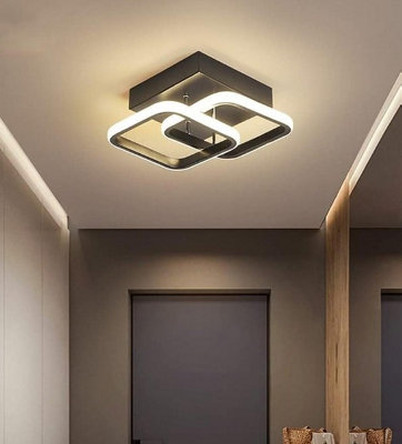 Ceiling Light LED 2 Square 22 W Black Small Lights 28cm