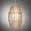 Ceiling Lightshade Pendant In Natural Bambo Finish with a Fabric white cylinder