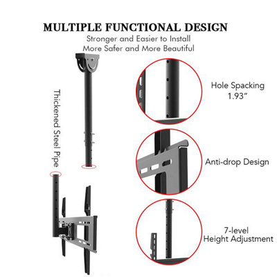 Ceiling Mount TV Wall Bracket Roof Rack Pole Retractable For 32