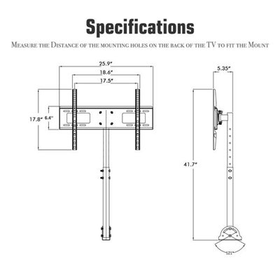 Ceiling Mount TV Wall Bracket Roof Rack Pole Retractable For 32