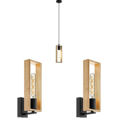 Wood box online pendant light