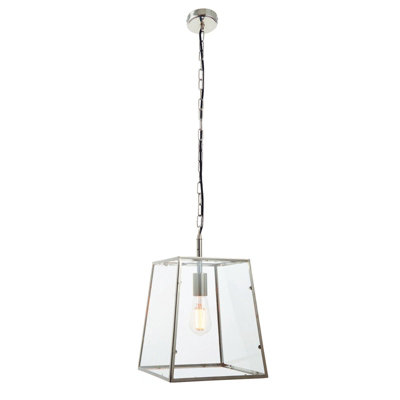 Ceiling Pendant Light Bright Nickel & Clear Glass 40W E27 Dimmable e10263