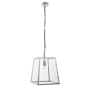 Ceiling Pendant Light Bright Nickel & Clear Glass 40W E27 Dimmable e10263