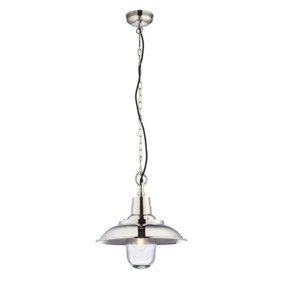 Ceiling Pendant Light Bright Nickel & Clear Glass 40W E27 Dimmable e10358