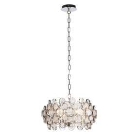 Ceiling Pendant Light Bright Nickel Plate & Clear Glass 4 x 40W E14