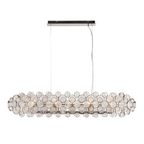 Ceiling Pendant Light Bright Nickel Plate & Clear Glass 8 x 40W E14