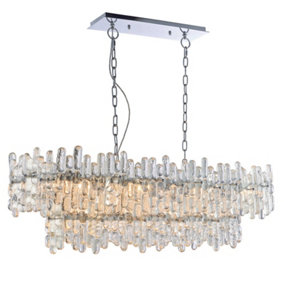 Ceiling Pendant Light Chrome Plate & Clear Glass 12 x 40W E14 Dimmable
