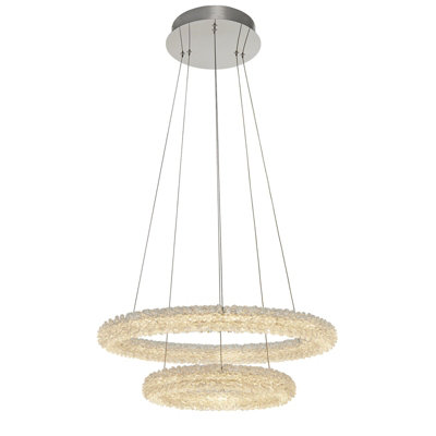 Ceiling Pendant Light Clear Crystal & Chrome Plate 48W LED Bulb Included