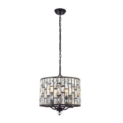 Ceiling Pendant Light Dark Bronze Paint & Clear Crystal 5 x 40W E14