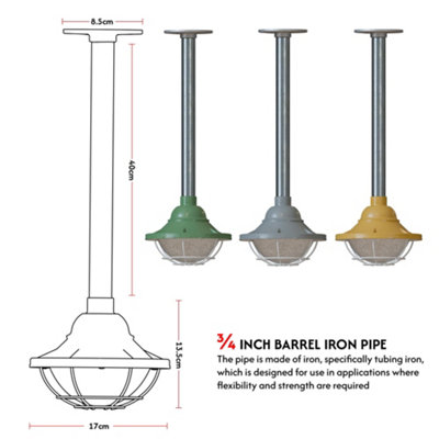 Ceiling Pendant Light Modern Industrial Galvanized Conduit Pipe Metal ...