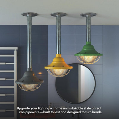 Ceiling Pendant Light Modern Industrial Galvanized Conduit Pipe Metal ...