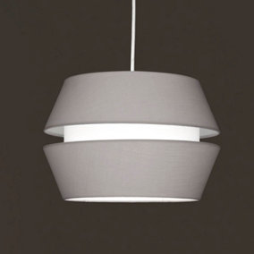 Ceiling Pendant Two Tier None Electric in Grey Cotton Outer Fabric