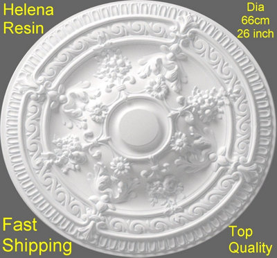 Ceiling Rose Helena Resin Strong Light Design Easy Fix 66cm  Diameter Paintable