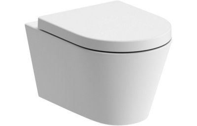 Celanto Rimless Wall Hung WC Pan & Soft Close Seat, Modern Space Saving ...