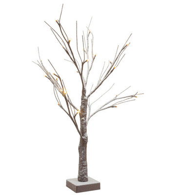 Celebright 2ft Christmas Twig Tree - Snowy Effect Brown Birch - Pre-Lit with 24 Warm White LEDs - Battery Powered Price Comparisons | Compare The Build