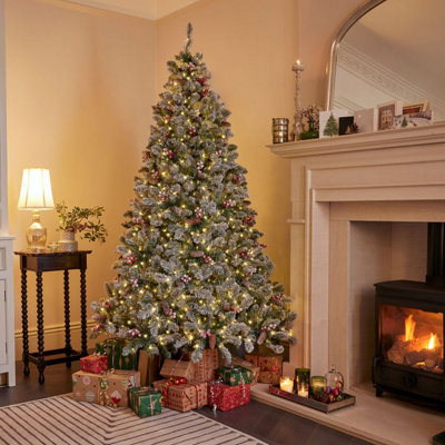 Celebright 7ft Premium Christmas Tree- Snowy Flocked Windsor Multi-Function Pre-Lit with 380 Warm White LEDs Price Comparisons | Compare The Build