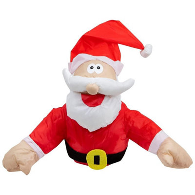 Déco Noël Drôle – Père Noël Ou Renne “Crashé” Sur Fenêtre – Autocollant Verre Brisé + Animation Jambes