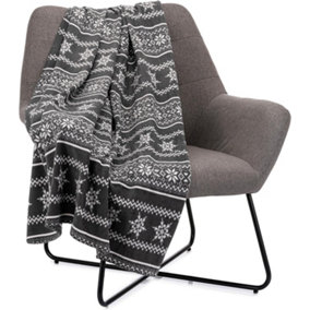 Celebright Christmas Fleece Throw - Large 50 x 60 Inch - Fluffy Microfiber Blanket - Scandi Nordic Grey