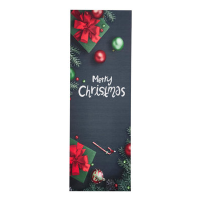 Celebright Christmas Floor Runner with Merry Christmas Design - 180 x 60cm - Festive Xmas Décor Rug