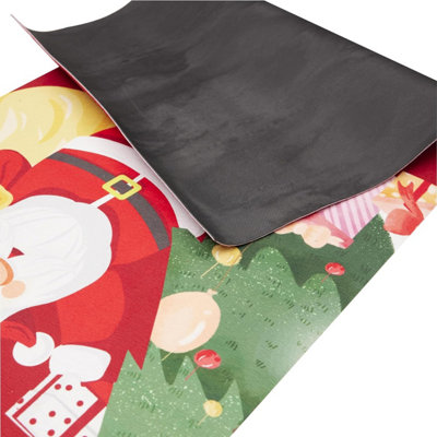 Celebright Christmas Floor Runner with Santa & Rudolph Design - 180 x ...