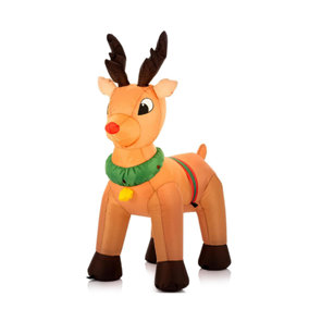 Celebright Christmas Inflatable Reindeer - Outdoor/Indoor Bright LED Light Up Porch Decoration - Built in Air Compressor - 100cm