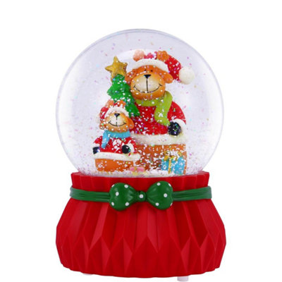 Celebright Christmas Musical Snow Globe - Plays 8 Songs With Changing LED Colours - Large 14cm - Reindeer Family Price Comparisons | Compare The Build