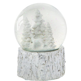 Celebright Christmas Musical Snow Globe - Wind Up and Play - Traditional Festive Decoration -  14cm - White Christmas Tree Scene